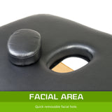 Wooden Portable Massage Table Bed 3 Fold 70cm BLACK - Close-Up Angle
