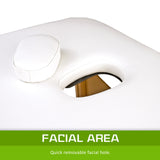 Wooden Portable Beauty Massage Table Bed 3 Fold 70cm WHITE - Close-Up Angle