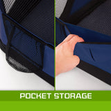 Portable Soft Dog Cage Crate Carrier L BLUE - Close-Up Angle