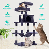 Cat Tree Multi Level Sisal Scratcher WHISKY 145cm Condo House Tower GREY - Side View