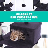 Cat Tree Multi Level Sisal Scratcher WHISKY 145cm Condo House Tower GREY - 45-Degree Angle