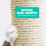 Cat Tree Multi Level Sisal Scratcher WHISKY 145cm Condo House Tower GREY - Close-Up Angle