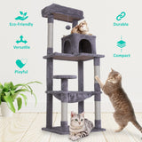 Cat Tree Multi Level Sisal Scratcher CATOPIA 143cm Condo House Tower GREY - Side View