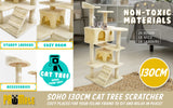 Cat Tree Multi Level Scratcher SOHO 130cm BEIGE - Front View