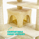 Cat Tree Multi Level Scratcher SOHO 130cm BEIGE - 45-Degree Angle
