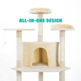 Cat Tree Multi Level Scratcher PARALA 201cm BEIGE - 45-Degree Angle