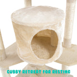 Cat Tree Multi Level Scratcher PARALA 201cm BEIGE - Close-Up Angle