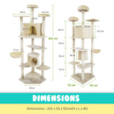 Cat Tree Multi Level Scratcher PARALA 201cm BEIGE - Extra Image