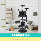 Cat Tree Multi Level Scratcher PARALA 201cm GREY - Top-Down View