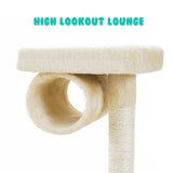 Cat Tree Multi Level Scratcher MAPLE 140cm BEIGE - 45-Degree Angle