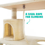 Cat Tree Multi Level Scratcher MAPLE 140cm BEIGE - Low Angle