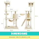 Cat Tree Multi Level Scratcher MAPLE 140cm BEIGE - Extra Image