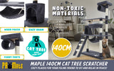Cat Tree Multi Level Scratcher MAPLE 140cm GREY - Front View