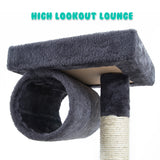 Cat Tree Multi Level Scratcher MAPLE 140cm GREY - 45-Degree Angle
