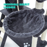 Cat Tree Multi Level Scratcher MAPLE 140cm GREY - Close-Up Angle