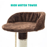 Cat Tree Multi Level Scratcher FUJI 170cm BROWN - Rear View