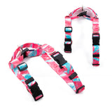 Dog Double-Lined Straps Harness Adjustable M MARBLE PINK - 45-Degree Angle