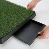 Pet Dog Potty Tray Training Toilet + 1 Grass Mat 63cm x 50cm - Rear View