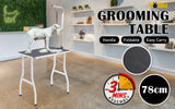 Paw Mat Pet Grooming Salon Table 78cm Adjustable Foldable Mobile for Commercial BLACK - Front View