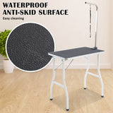 Paw Mat Pet Grooming Salon Table 78cm Adjustable Foldable Mobile for Commercial BLACK - Side View