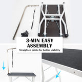 Paw Mat Pet Grooming Salon Table 78cm Adjustable Foldable Mobile for Commercial BLACK - Low Angle