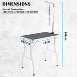 Paw Mat Pet Grooming Salon Table 78cm Adjustable Foldable Mobile for Commercial BLACK - Extra Image