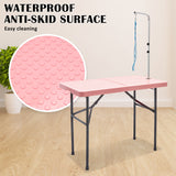 Paw Mate Pet Grooming Salon Table 97cm Adjustable Foldable Mobile Dog Cat for Commercial PINK - Side View