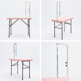 Paw Mate Pet Grooming Salon Table 97cm Adjustable Foldable Mobile Dog Cat for Commercial PINK - Top-Down View