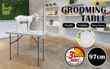Paw Mate Pet Grooming Salon Table 97cm Adjustable Foldable Mobile Dog Cat for Commercial WHITE - Front View