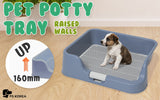 Dog Pet Potty Tray Training Toilet Raised Walls T1 BLUE - Front View