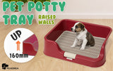 Dog Pet Potty Tray Training Toilet Raised Walls T1 WINE - Front View