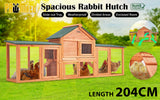 Rabbit Hutch Chicken Coop 204 x 45 x 85cm 2 Storey Cage Mansion - Front View