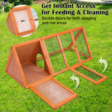 Rabbit Hutch Chicken Coop 118 x 50 x 45cm Triangle Cage Run Ester - Low Angle