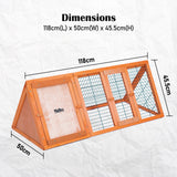Rabbit Hutch Chicken Coop 118 x 50 x 45cm Triangle Cage Run Ester - Extra Image
