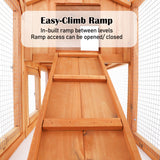 Rabbit Hutch Chicken Coop 148 x 44 x 84.5cm 2 Storey Pet Cage Run SIENA - Rear View