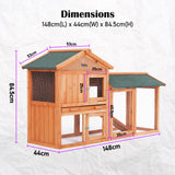Rabbit Hutch Chicken Coop 148 x 44 x 84.5cm 2 Storey Pet Cage Run SIENA - Extra Image