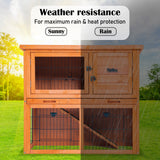 Rabbit Hutch Chicken Coop 92 x 45 x 82cm 2 Storey Cage Run Aria - Side View