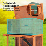 Rabbit Hutch Chicken Coop 92 x 45 x 82cm 2 Storey Cage Run Aria - 45-Degree Angle