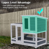 Rabbit Hutch Chicken Coop with Wheels 96.5 x 56 x 90.5cm 2 Storey Pet Cage Run HOPKINS - Low Angle