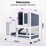 Rabbit Hutch Chicken Coop with Wheels 96.5 x 56 x 90.5cm 2 Storey Pet Cage Run HOPKINS - Extra Image