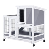 Rabbit Hutch Chicken Coop with Wheels 96.5 x 56 x 90.5cm 2 Storey Pet Cage Run HOPKINS