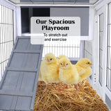 Rabbit Hutch Chicken Coop with Wheels 96.5 x 56 x 90.5cm 2 Storey Pet Cage Run HOPKINS - Close-Up Angle