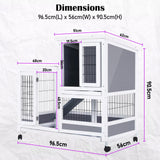 Rabbit Hutch Chicken Coop with Wheels 96.5 x 56 x 90.5cm 2 Storey Pet Cage Run HOPKINS - Extra Image