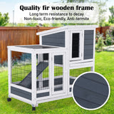 Rabbit Hutch Chicken Coop with Wheels 96.5 x 56 x 90.5cm 2 Storey Pet Cage Run THUMPER - Top-Down View