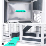 Rabbit Hutch Chicken Coop with Wheels 96.5 x 56 x 90.5cm 2 Storey Pet Cage Run THUMPER - Rear View