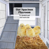 Rabbit Hutch Chicken Coop with Wheels 96.5 x 56 x 90.5cm 2 Storey Pet Cage Run THUMPER - Close-Up Angle