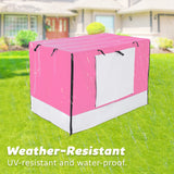 Wire Dog Cage Crate 30in with Tray + Cushion Mat + PINK Cover Combo - Side View
