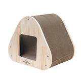 Yaomi Wood Triangle Cat Scratcher Sofa Pet Bed - Front View