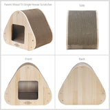 Yaomi Wood Triangle Cat Scratcher Sofa Pet Bed - Top-Down View