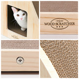Yaomi Wood Triangle Cat Scratcher Sofa Pet Bed - Rear View
